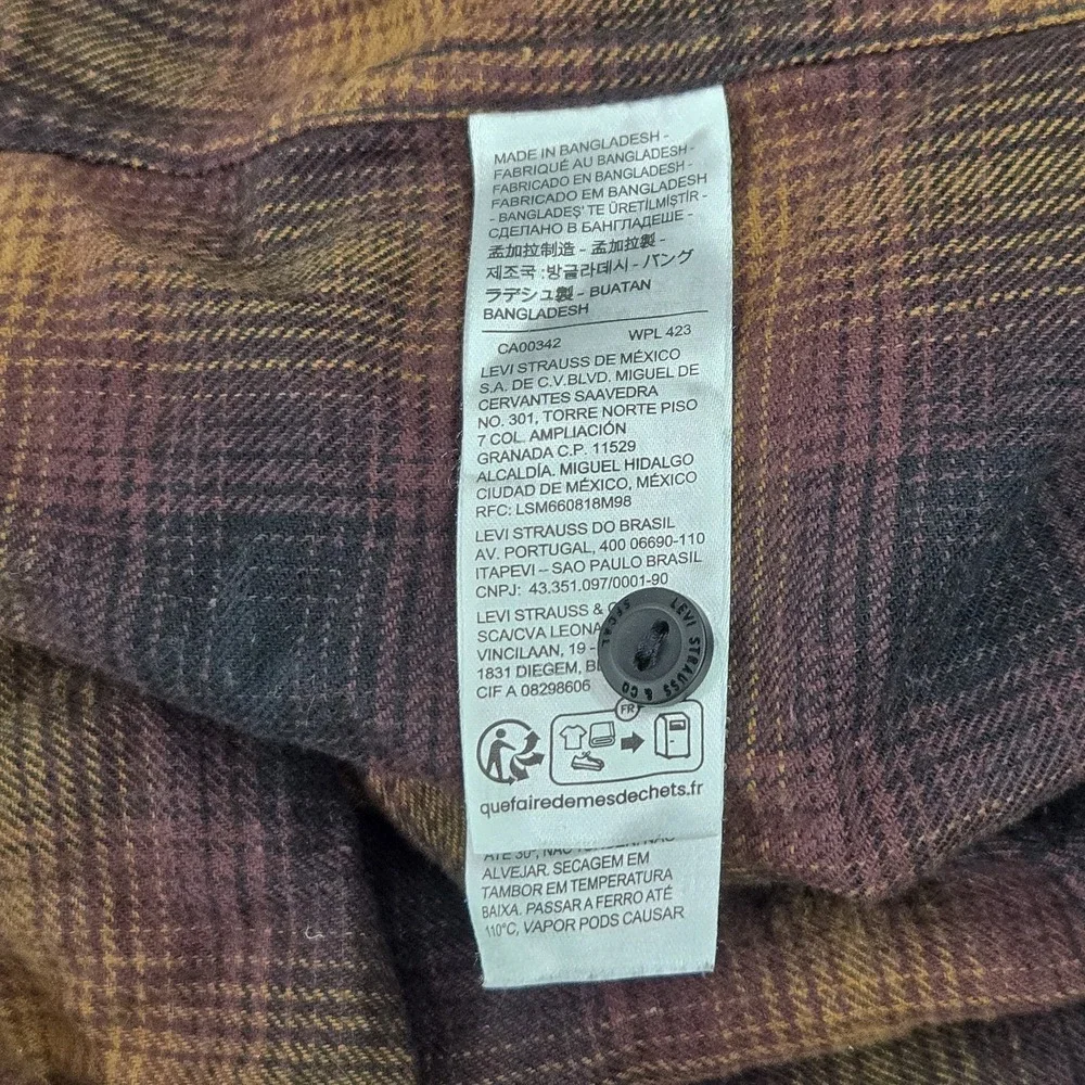 Levi's Men Button Up Shirt‎ 3XL Brown Plaid Flannel Casual Grunge Skate Work